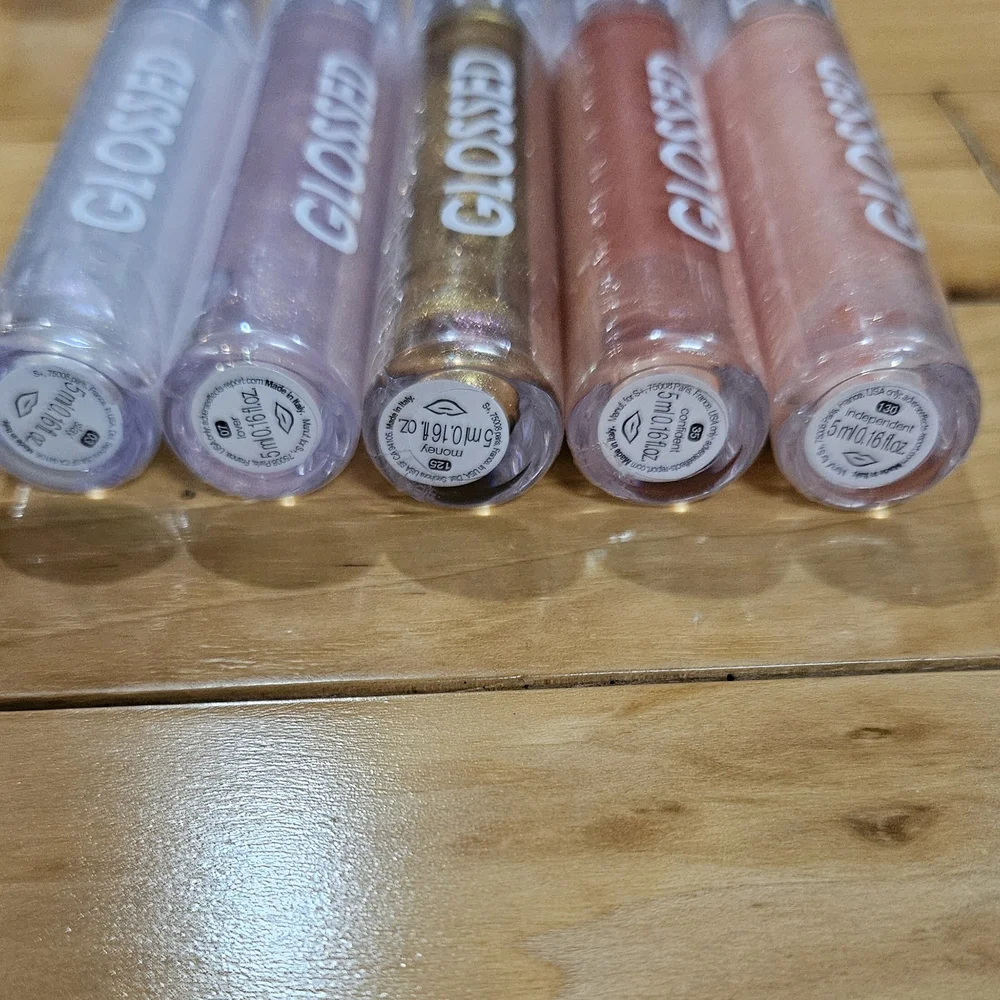 Sephora GLOSSED Lip Gloss Set - Iridescent White, Pale Pink, Gold, Coral, Peach